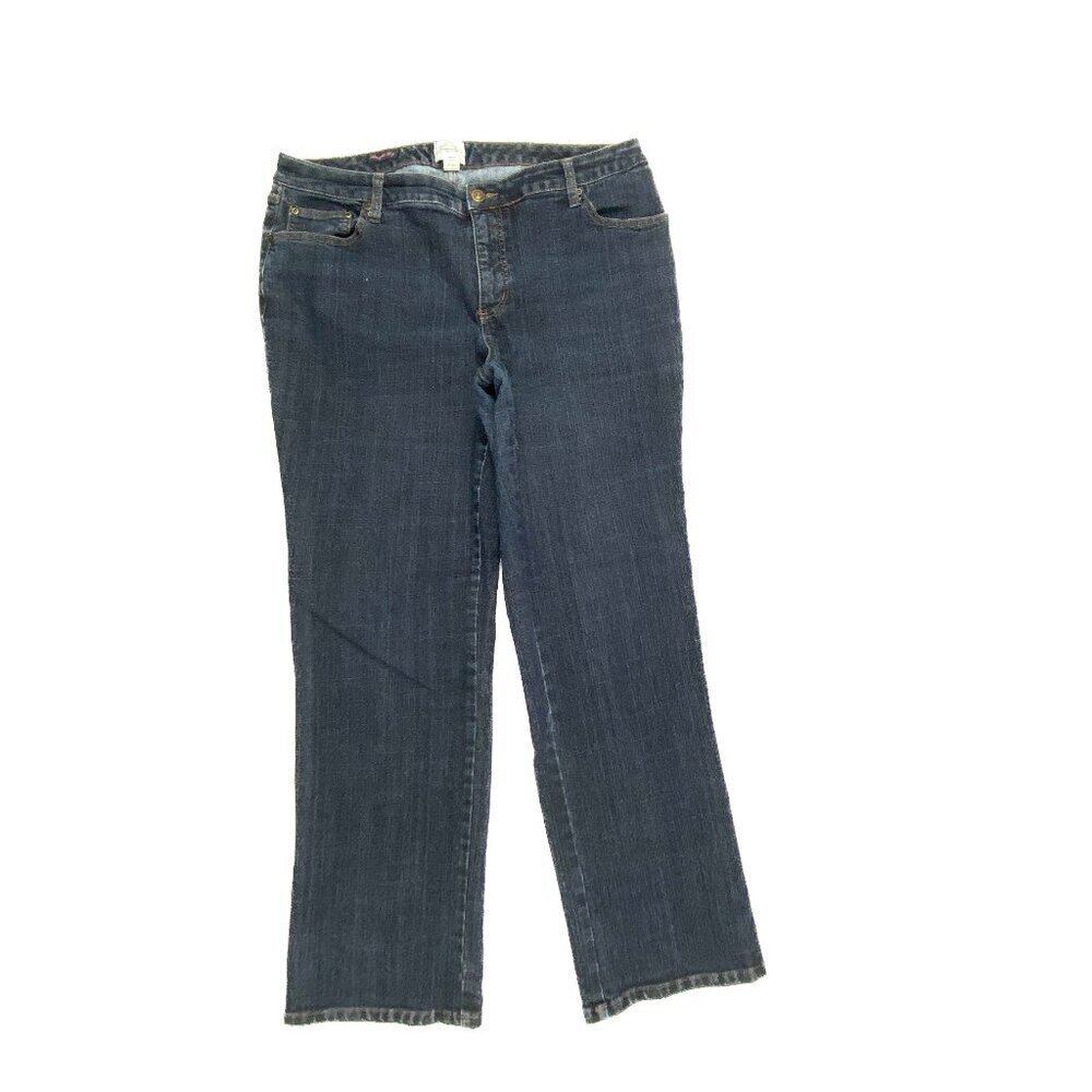 St. John's Bay Jeans Women 16W Dark Blue Straight Leg High Rise Denim